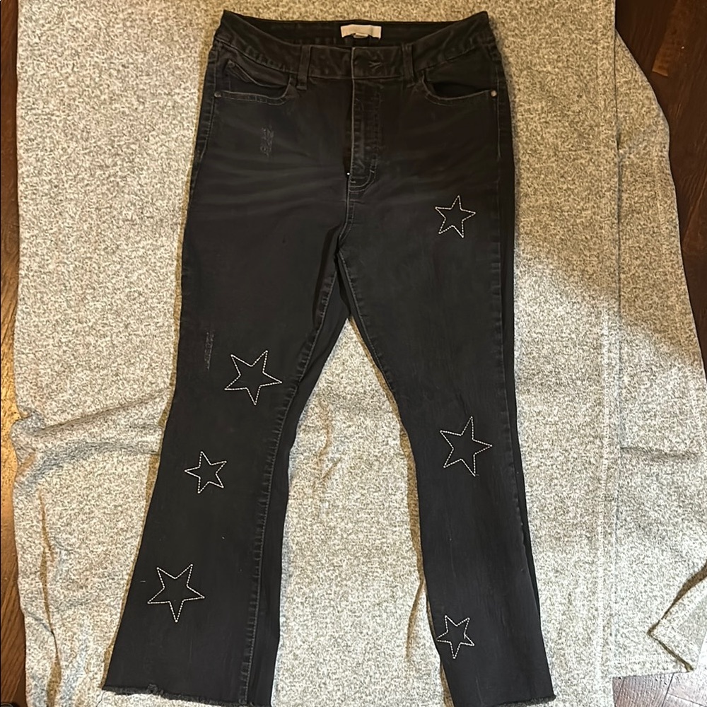 Wild Pearl Black Flare Crop Star Jeans